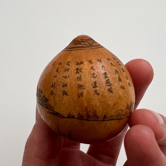 Antique lanzou carved etched gourd Chinese Zodiac year of Rat folk art - Picture 7 of 15